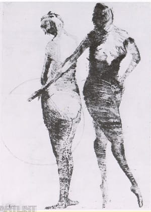 Two Dancers with a Circle